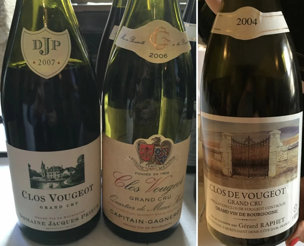 Clos de Vougeot bottles