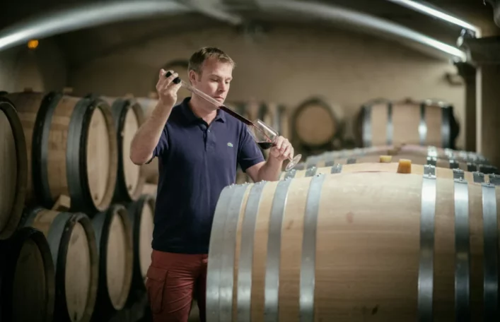 Benjamin Leroux - in the Domaine Comte Armand cellar